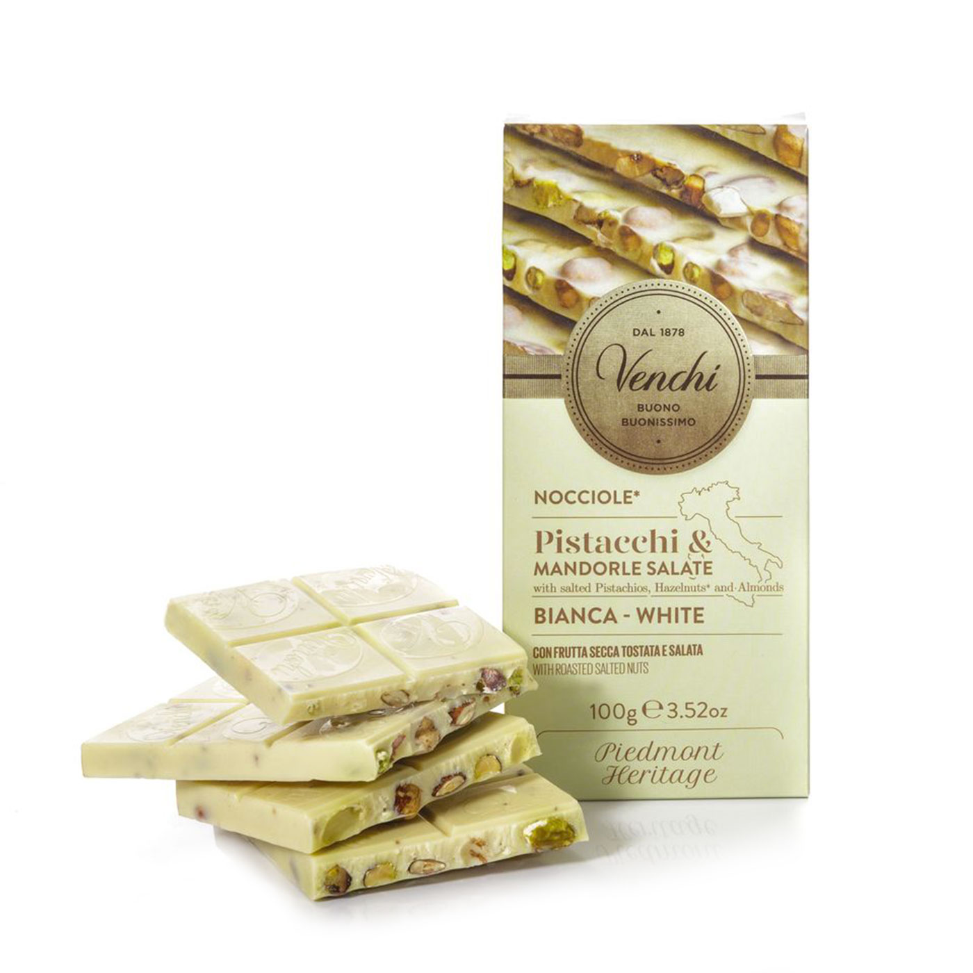 White Chocolate Bar with Pistachios 100 gr Perle di Sole
