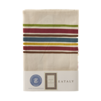 White cotton striped tea towel