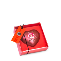 Cuore di cioccolato al latte glitter con fiore di zucchero