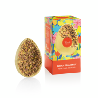 White chocolate egg with pistachio and surprise, gluten-free