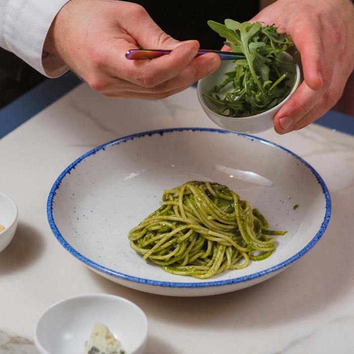 GENOESE PESTO IN A MORTAR